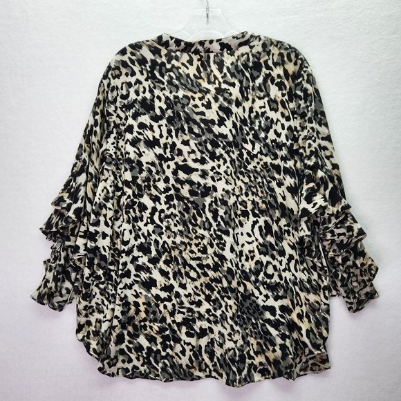 Vince Camuto Top Womens 2X‎ Plus Animal Print Leopard Blouse Long Sleeve Flowy - Picture 9 of 9